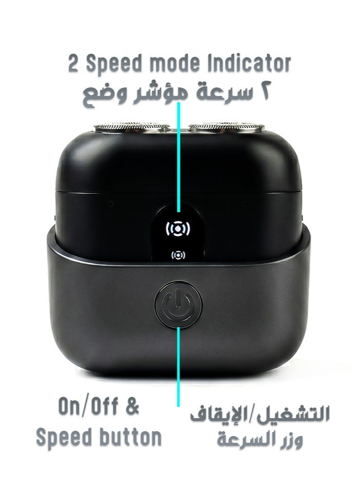 Mini Electric Shaver | Long Battery Shaver with 800mAh Power | Twin Blade Rotary Close Shave Razor for Men | Skin-Friendly Wet & Dry Waterproof USB Type-C Rechargeable Travel Shaver - Image 2